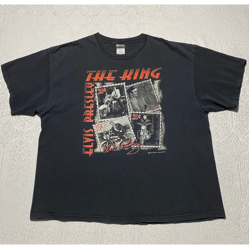 Elvis Presley The King Stamp Collage T-Shirt Mens 2XL Black Delta Vintage Style
